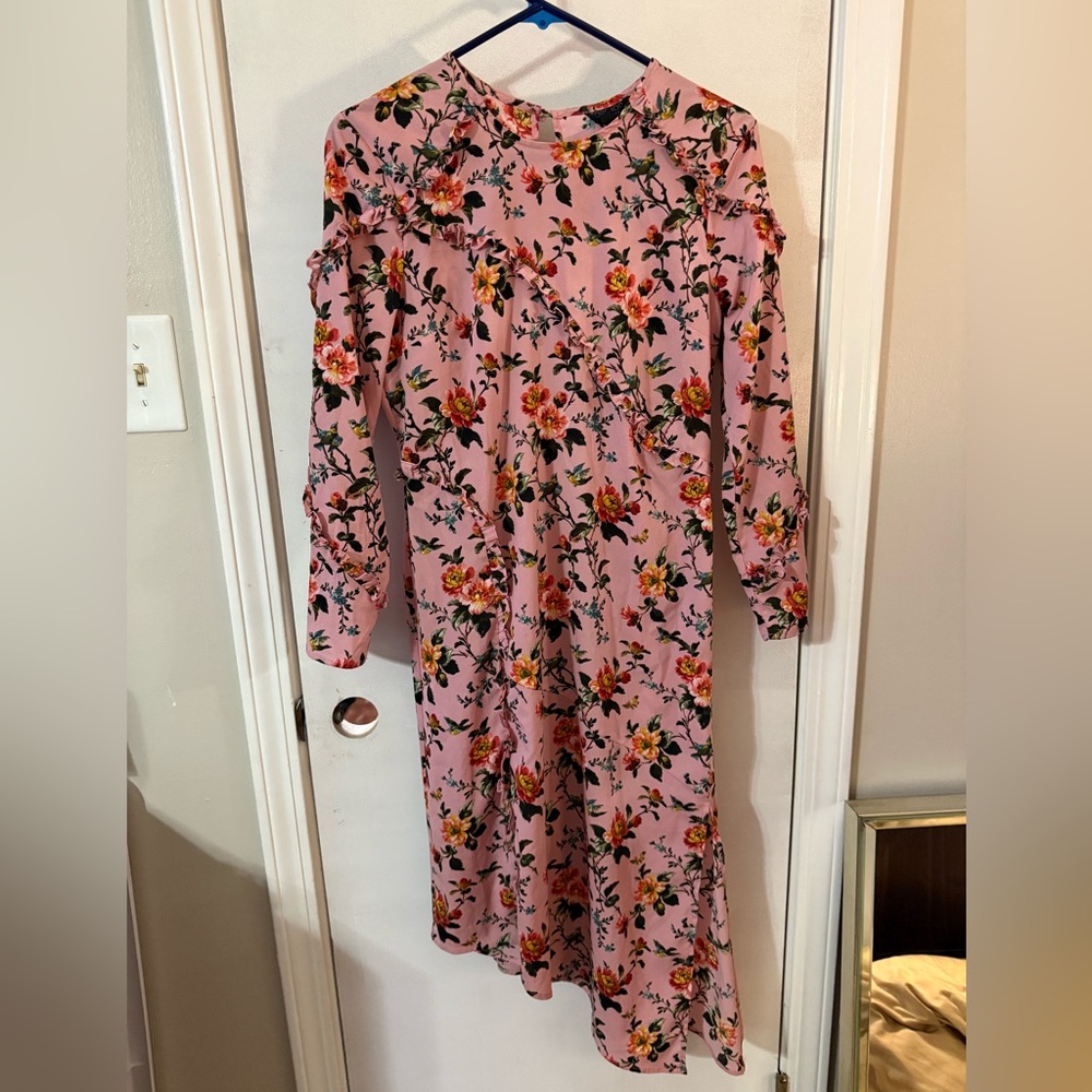 Topshop Pink Long Sleeve Bishop Sundress